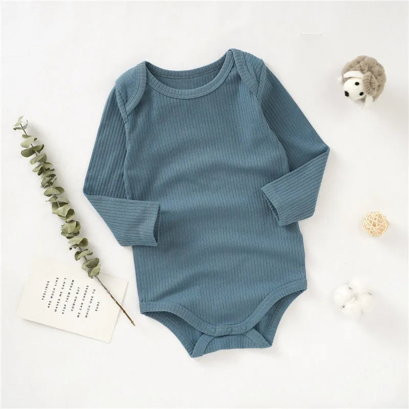 Manufacturer Super Soft Sleeve Baby Rompers Solid Ribbed Organic Cotton Sleeve Baby Romper Clothes