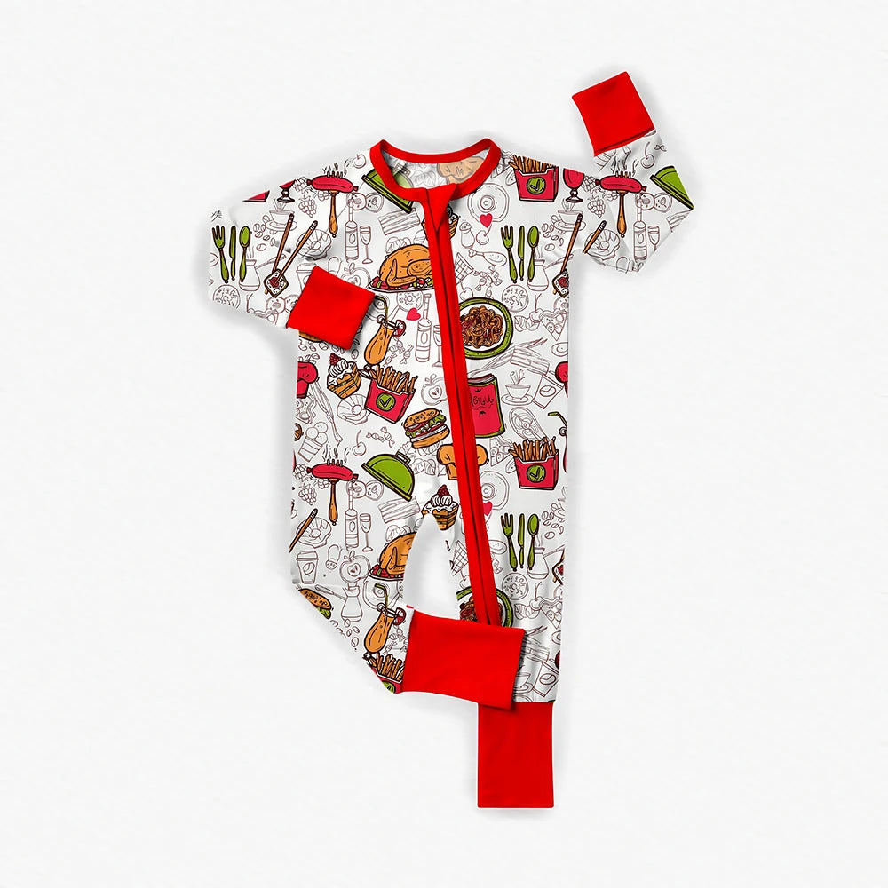 Bamboo Baby Clothes Wholesale Toddler Pajamas Sleepwear Custom Print Bamboo Kids Pajamas Zippers Baby Romper Bamboo Baby Onesie