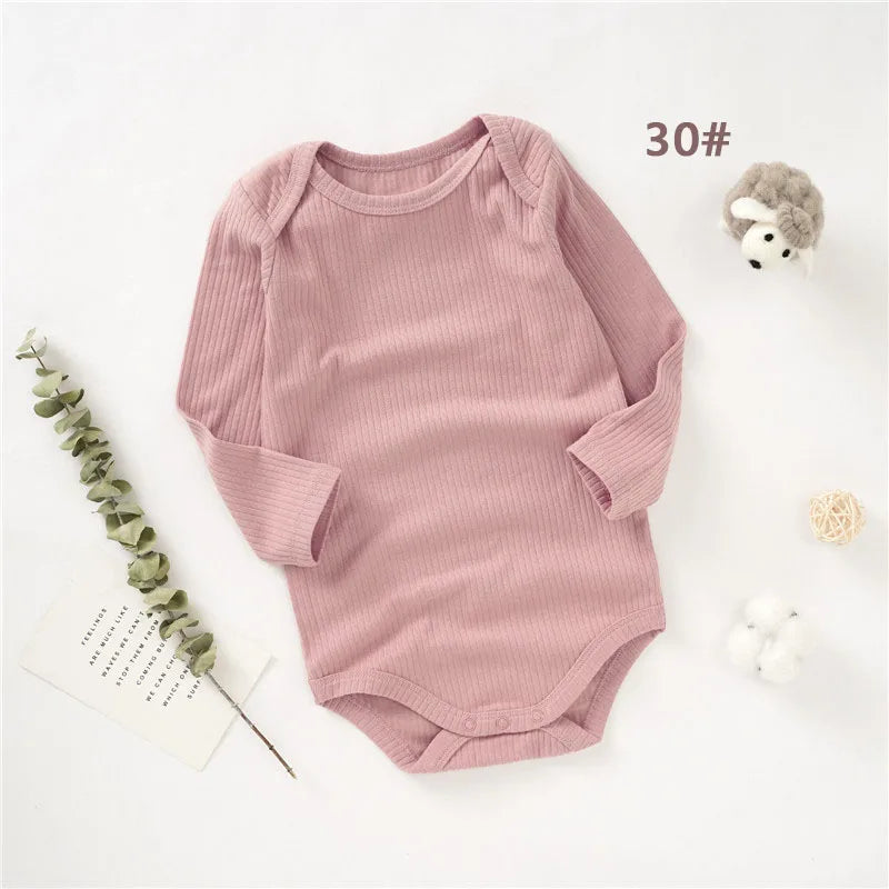 Manufacturer Super Soft Sleeve Baby Rompers Solid Ribbed Organic Cotton Sleeve Baby Romper Clothes