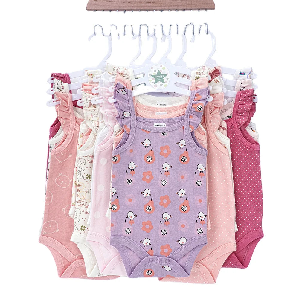 2024 Summer Collection 100% Cotton Baby Soft Knit Bodysuits Cheap Rompers Vest Onesies ODM Baby Clothes Shipped Randomly