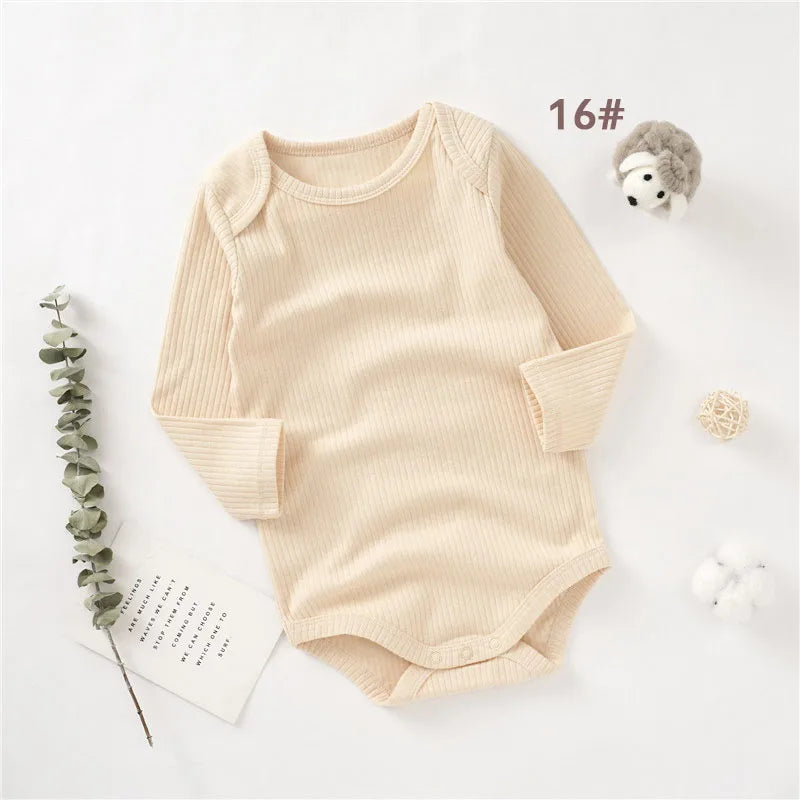 Manufacturer Super Soft Sleeve Baby Rompers Solid Ribbed Organic Cotton Sleeve Baby Romper Clothes