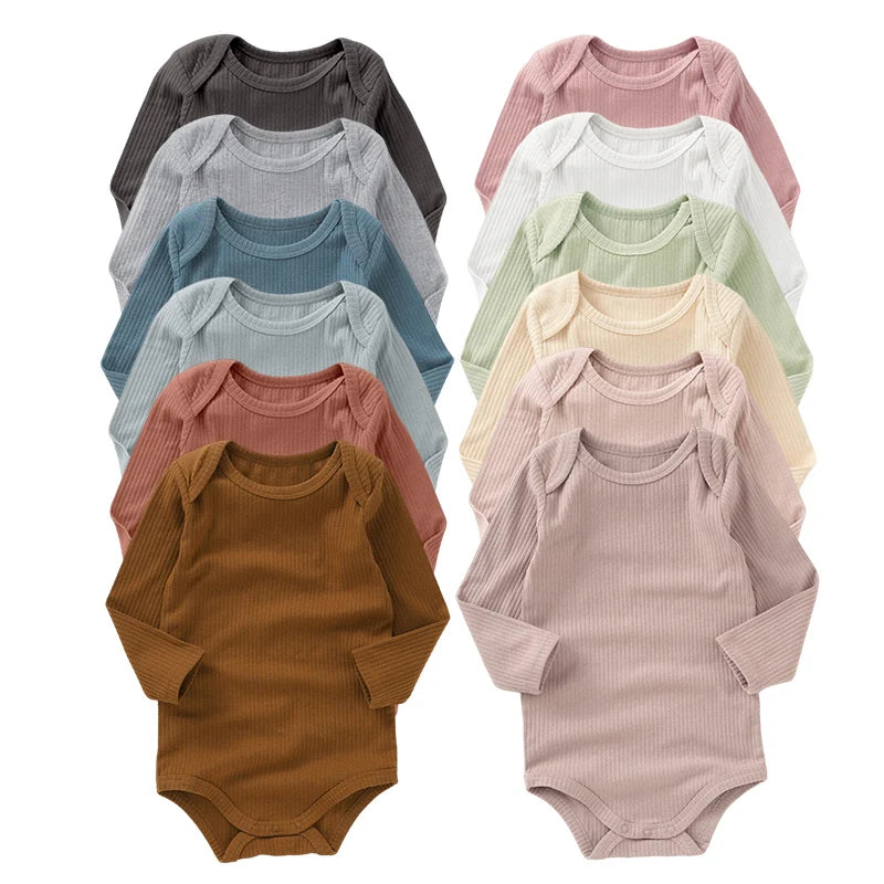 Manufacturer Super Soft Sleeve Baby Rompers Solid Ribbed Organic Cotton Sleeve Baby Romper Clothes